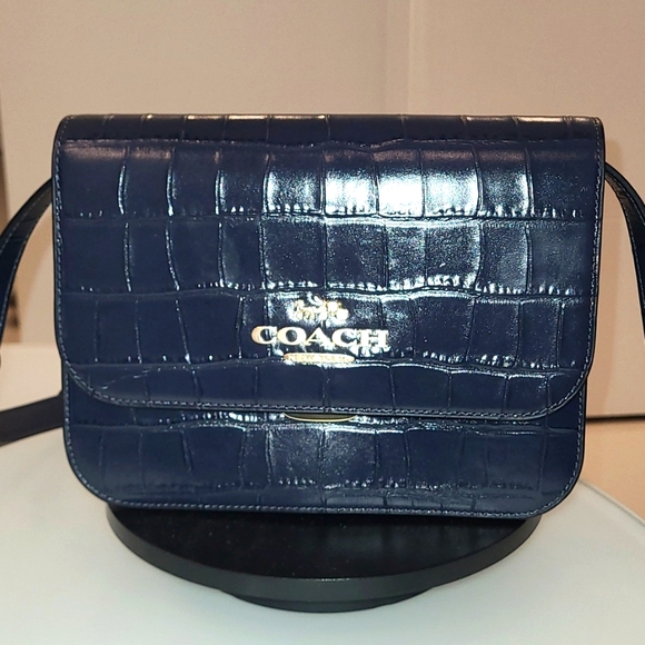 Coach Handbags - Coach Croc Embossed Brynn Crossbody Navy Style C5631
